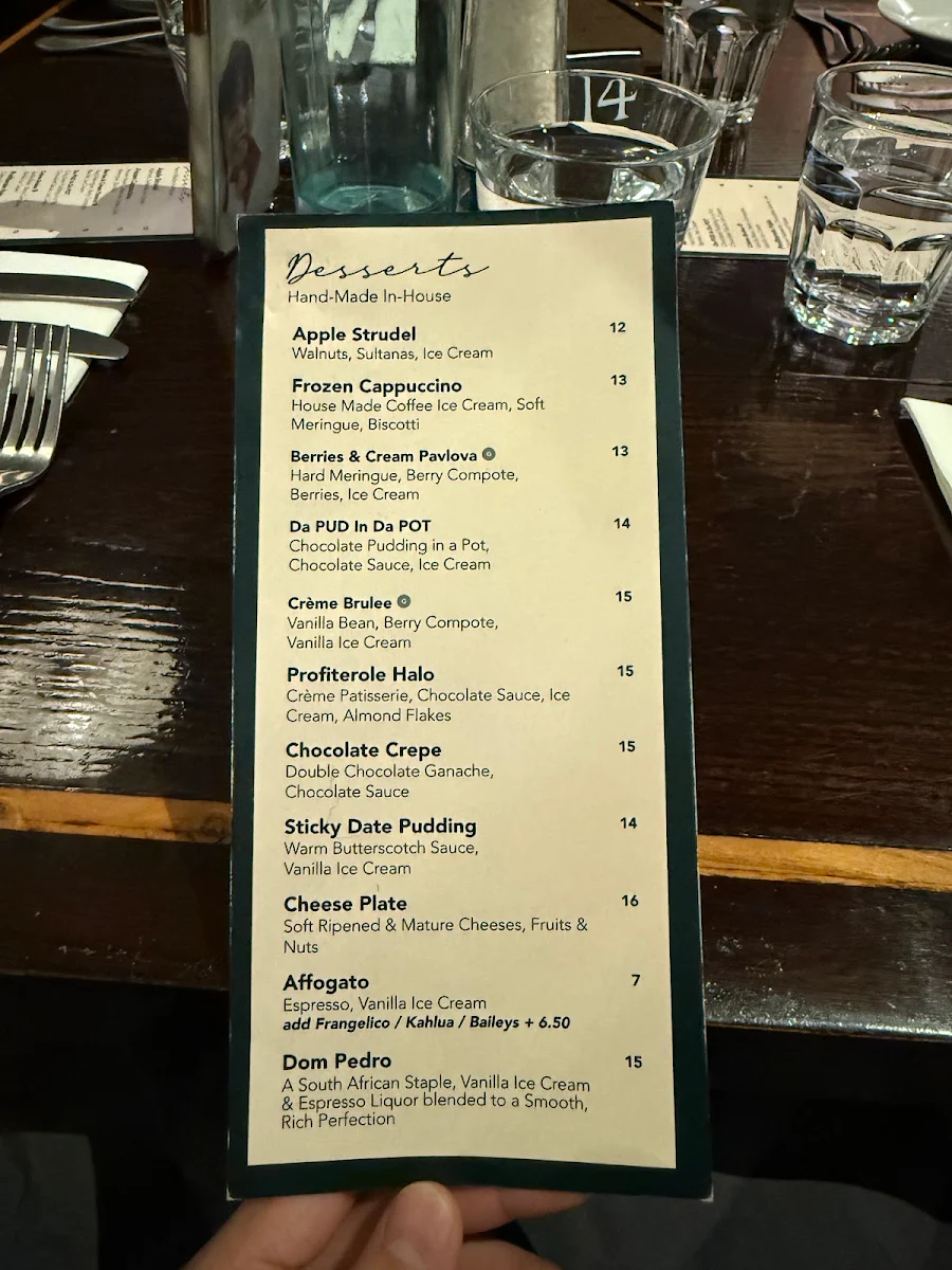 Menu, Capricornian Restaurant