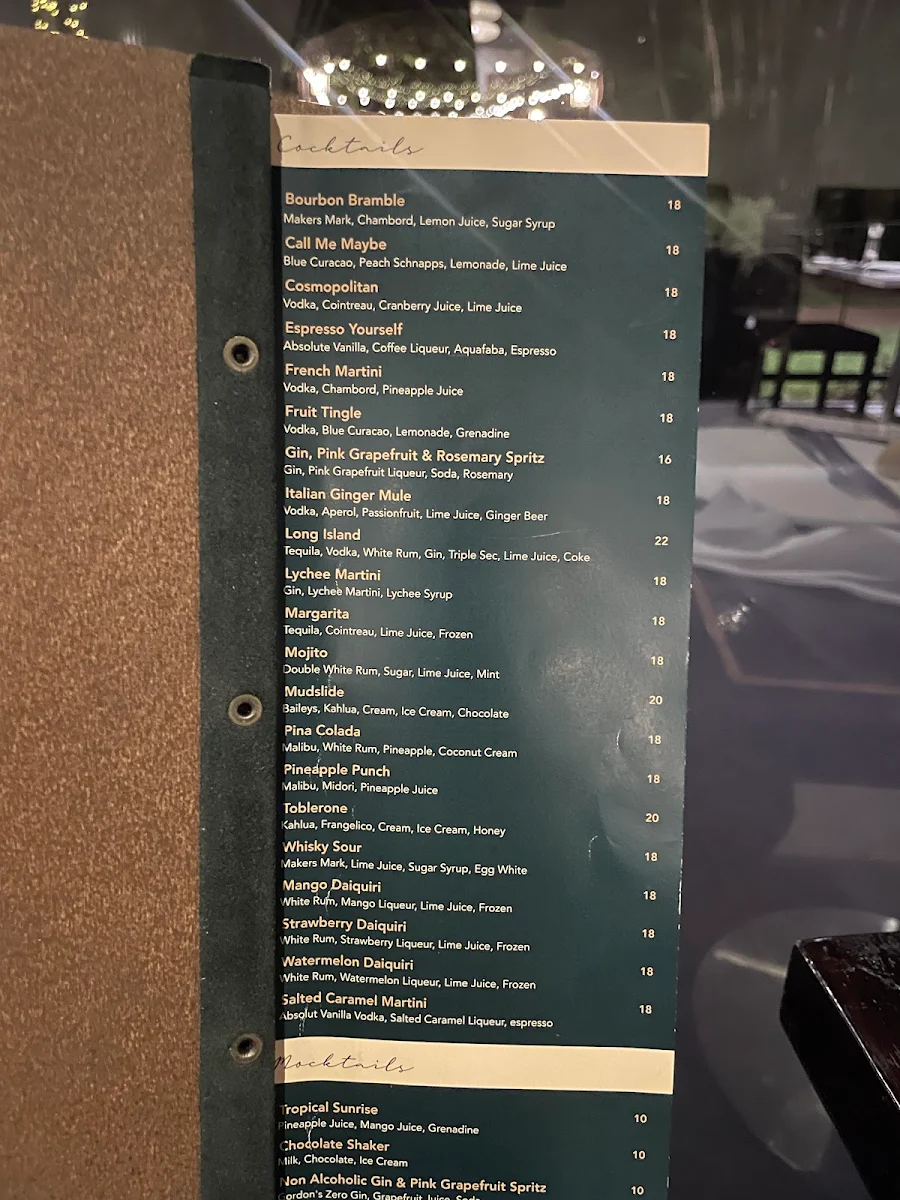 Menu, Capricornian Restaurant