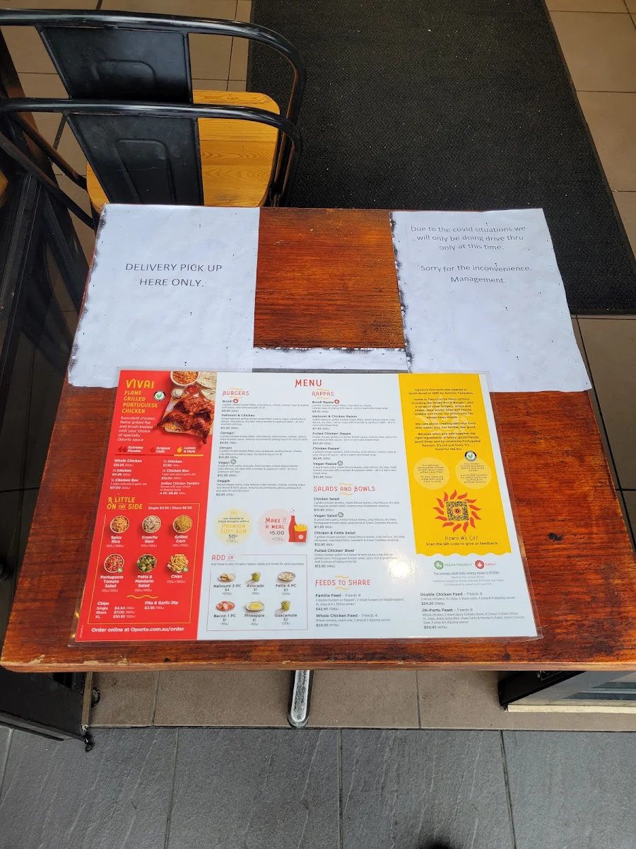 Menu, Oporto Plumpton Drive Thru