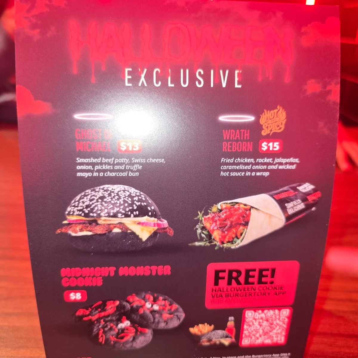 Menu, Burgertory (Bundoora)
