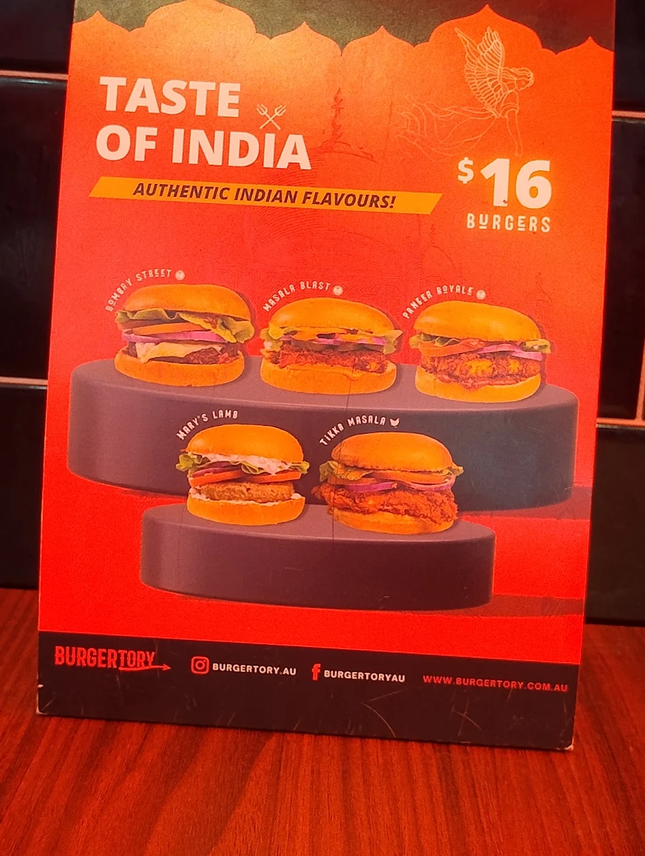 Menu, Burgertory (Bundoora)
