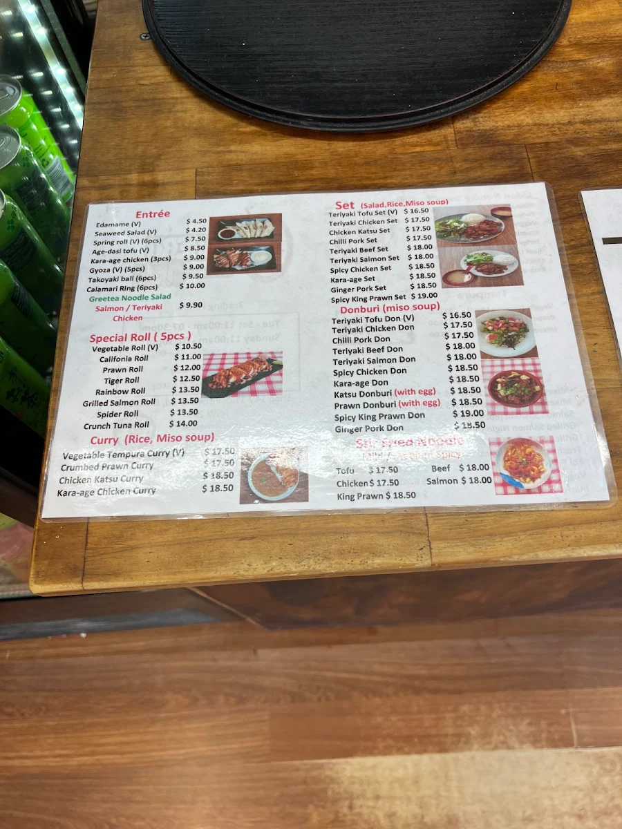 Menu, Taberu Sushi
