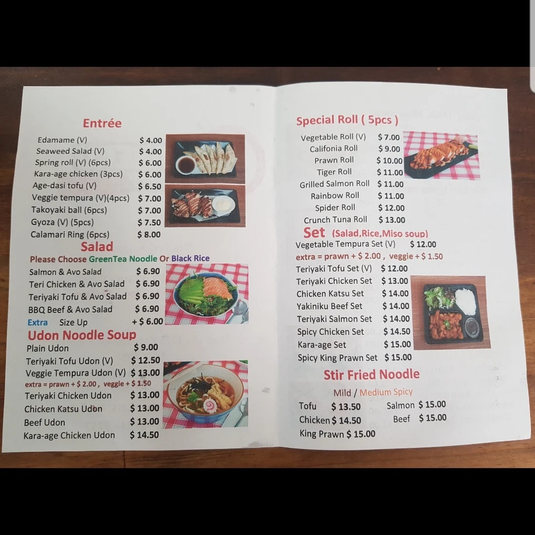 Menu, Taberu Sushi