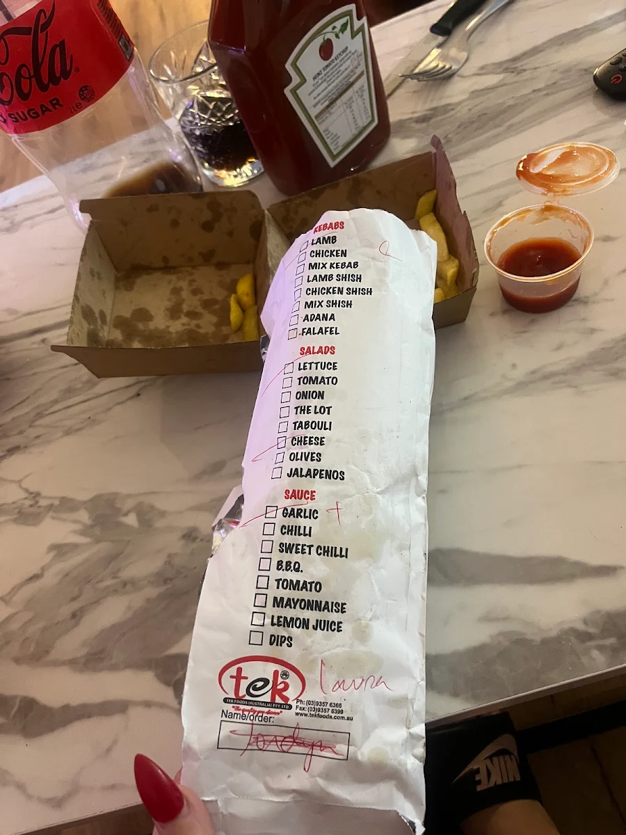 Menu, KEBAB MATİC Donnybrook( messi kebabs)