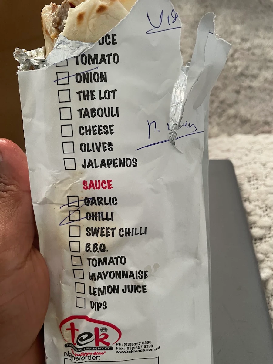 Menu, KEBAB MATİC Donnybrook( messi kebabs)