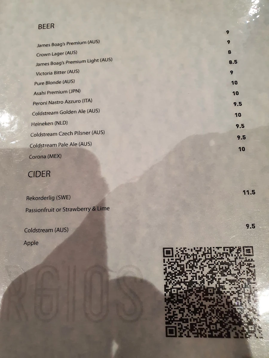 Menu, Giorgios Restaurant