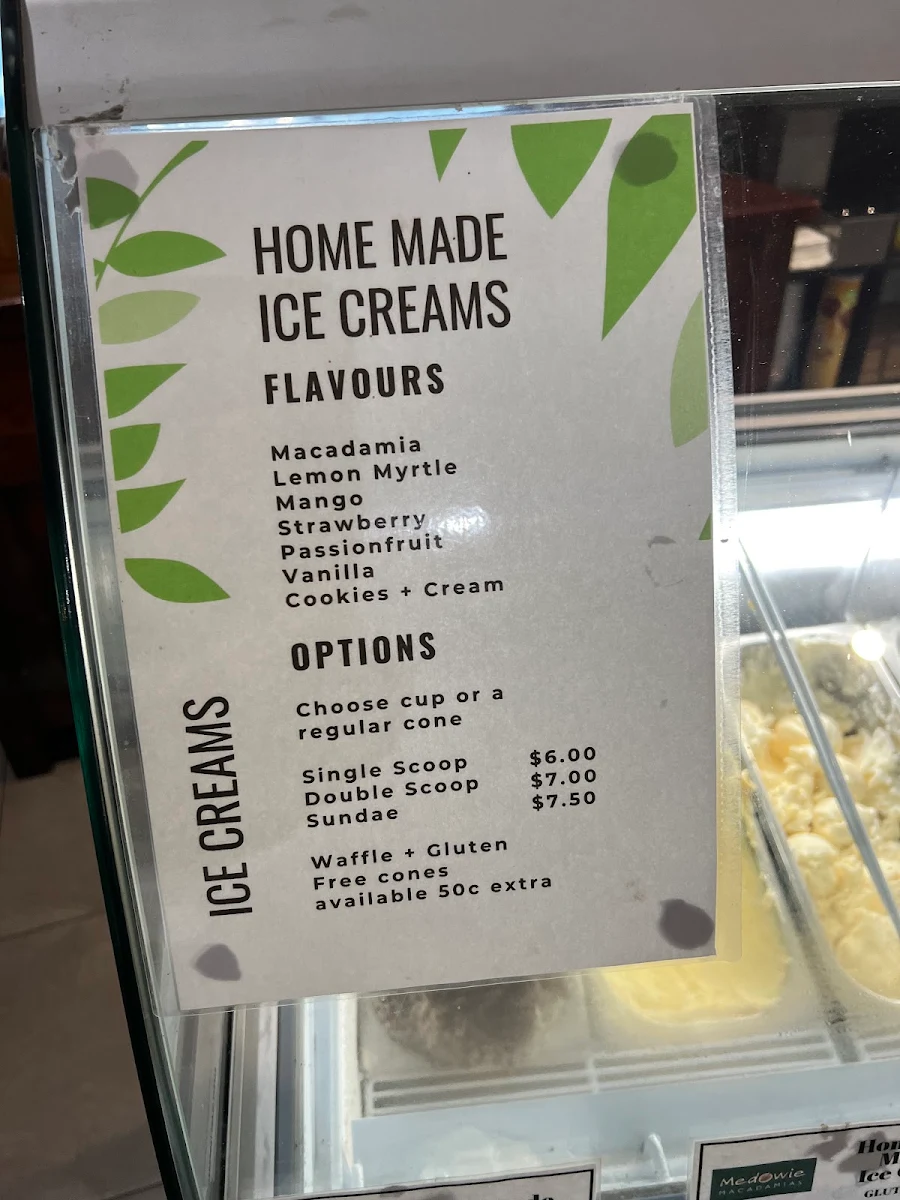 Menu, Medowie Macadamias