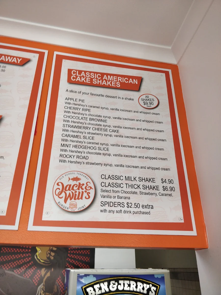 Menu, Jack & Will's BURGER JOINT