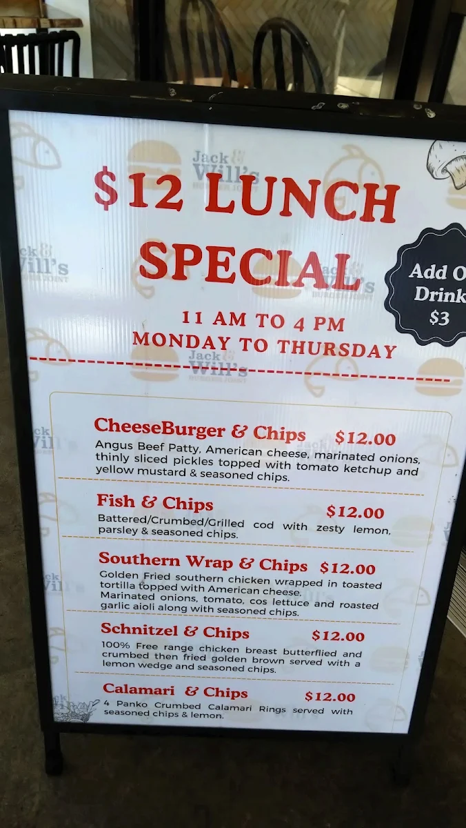 Menu, Jack & Will's BURGER JOINT