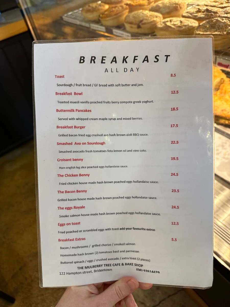 Menu, The Mulberry Tree