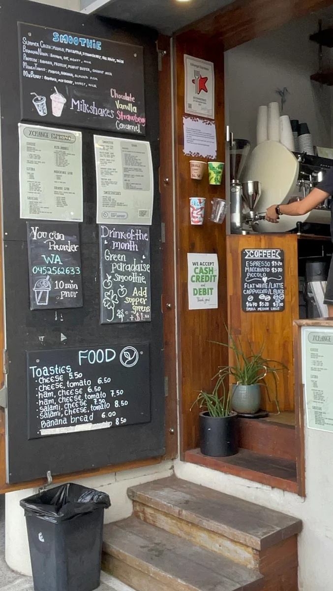 Menu, Xchange Espresso