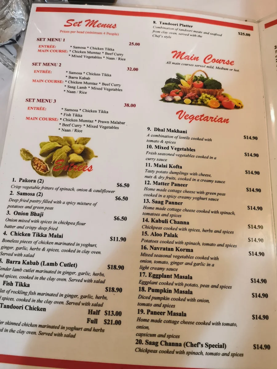 Menu, Maharani Indian Restaurant