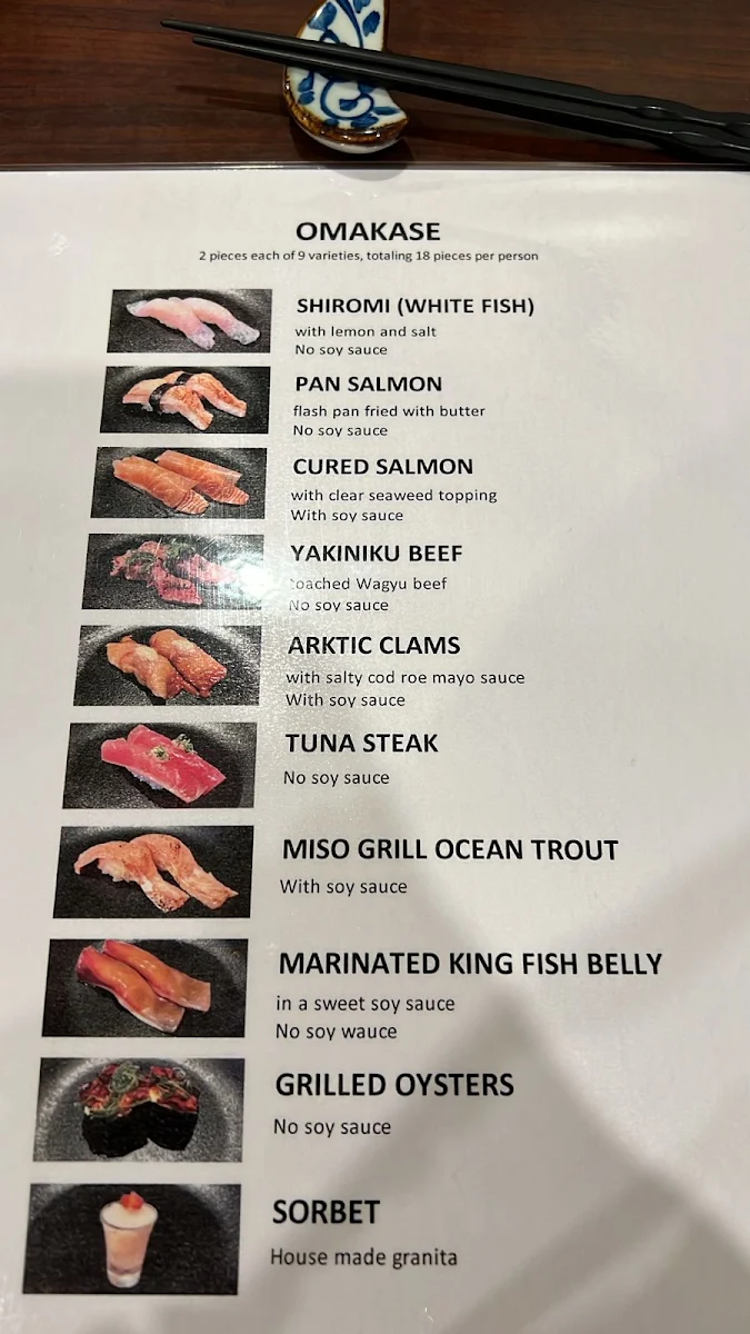 Menu, Shira Nui Japanese Restaurant