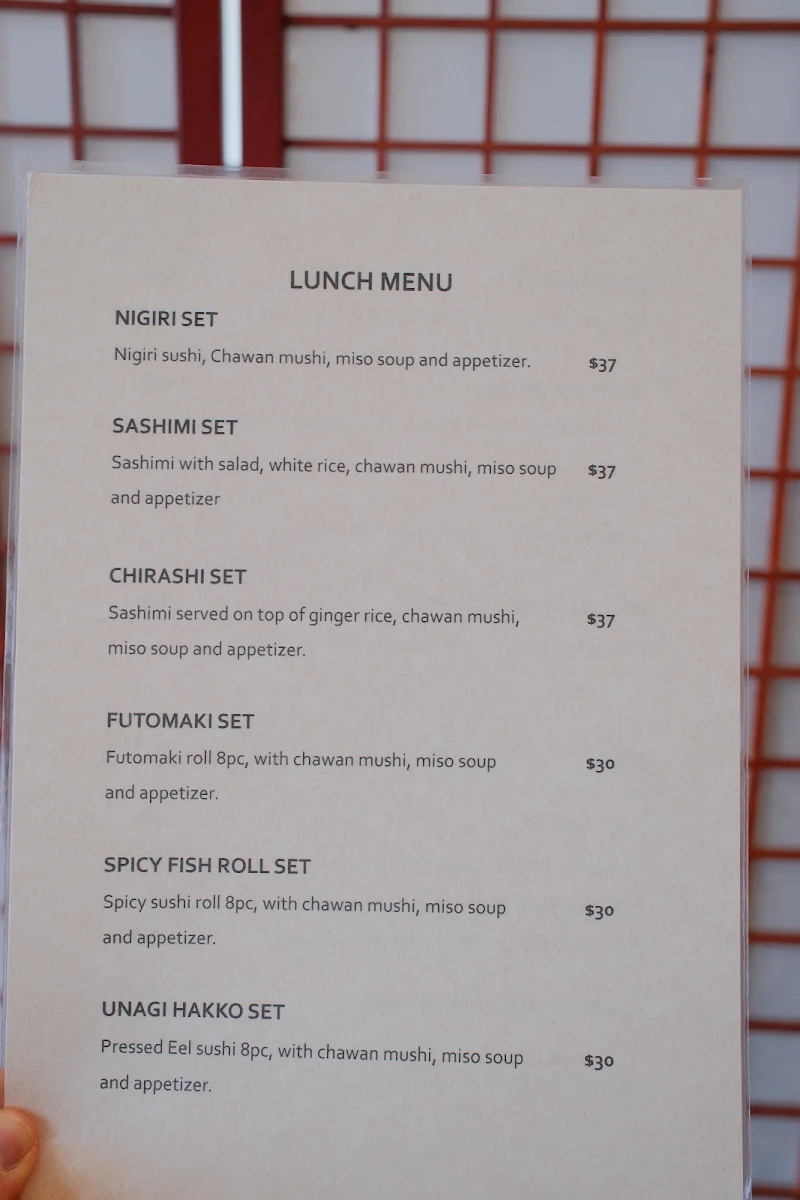 Menu, Shira Nui Japanese Restaurant