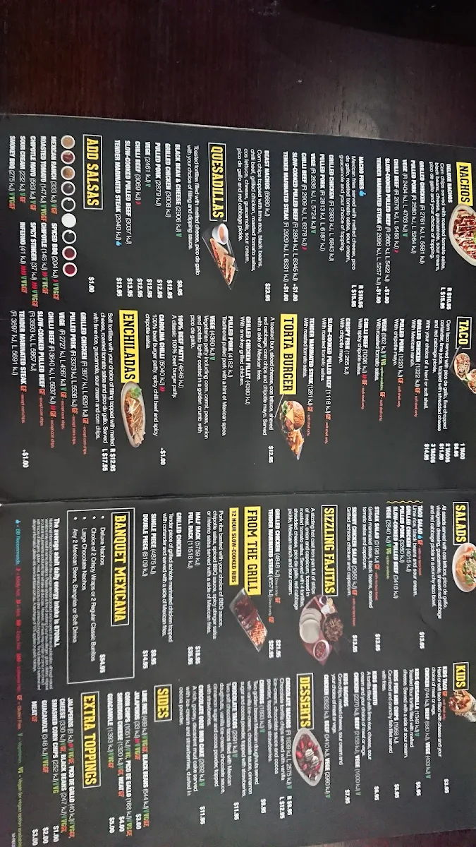 Menu, Burrito Bar Carseldine