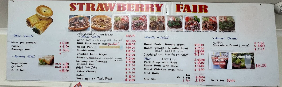 Menu, Strawberry Fair Bakery