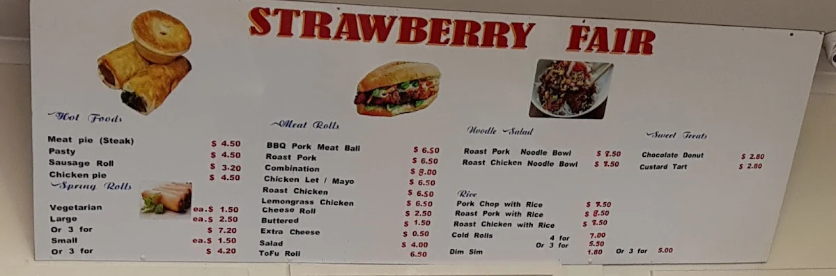 Menu, Strawberry Fair Bakery
