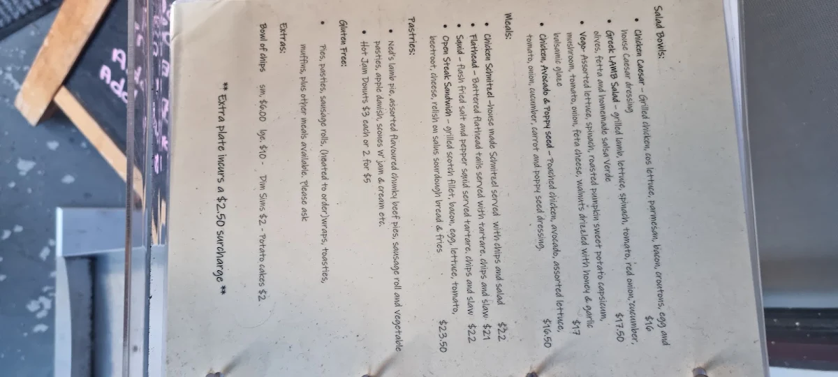 Menu, 1880 Cafe & Takeaway