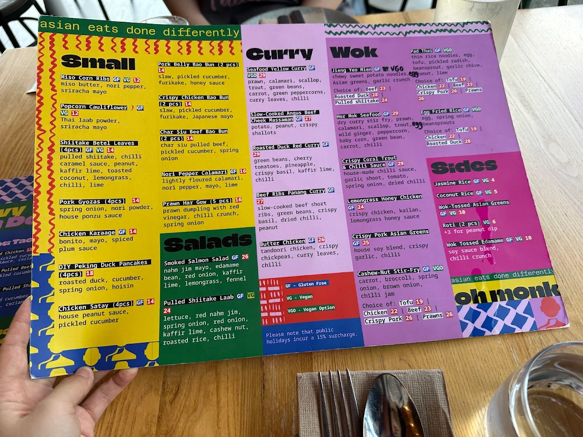 Menu, Oh Monk Asian (Tarragindi)