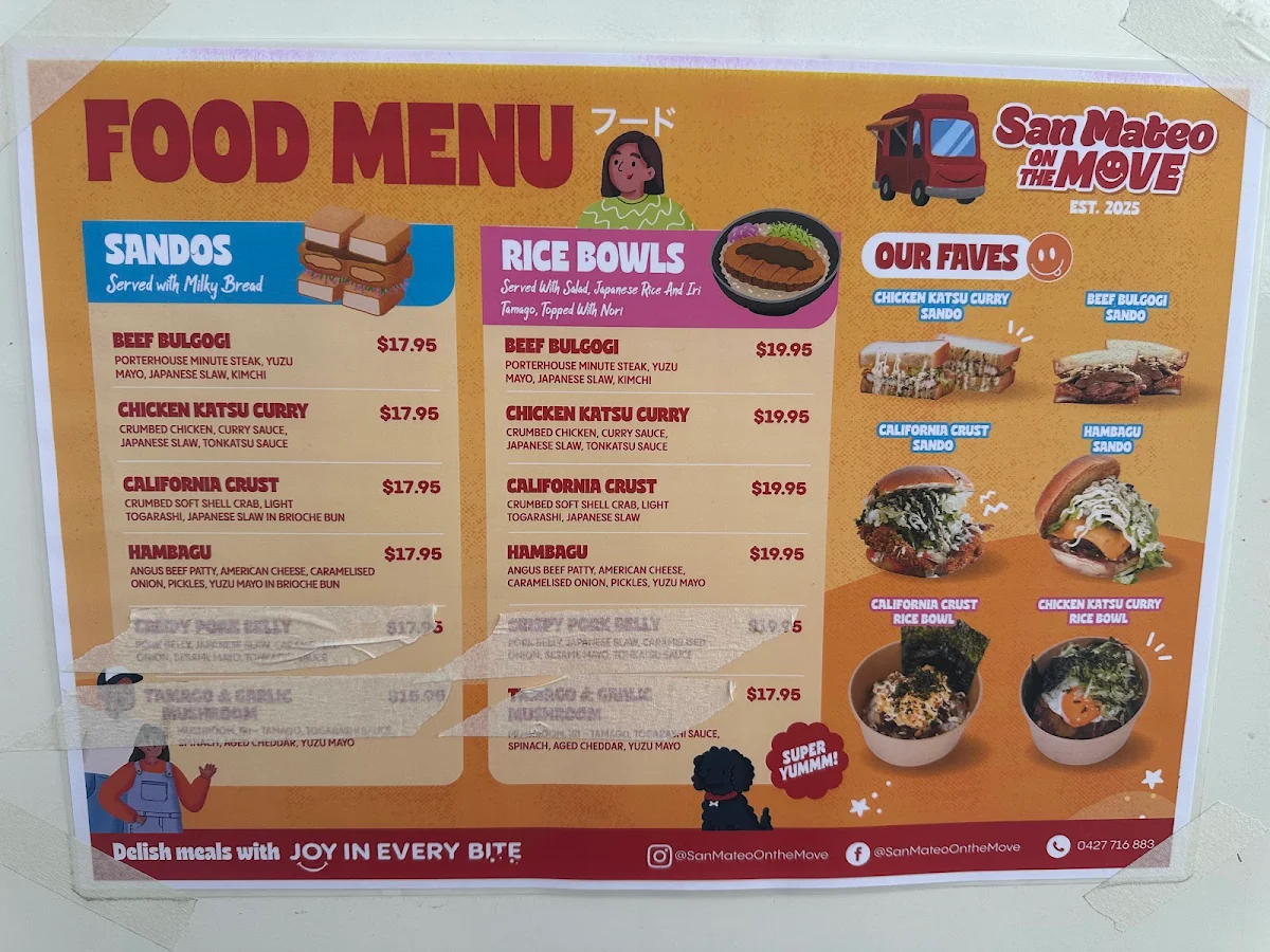 Menu, San Mateo on The Move