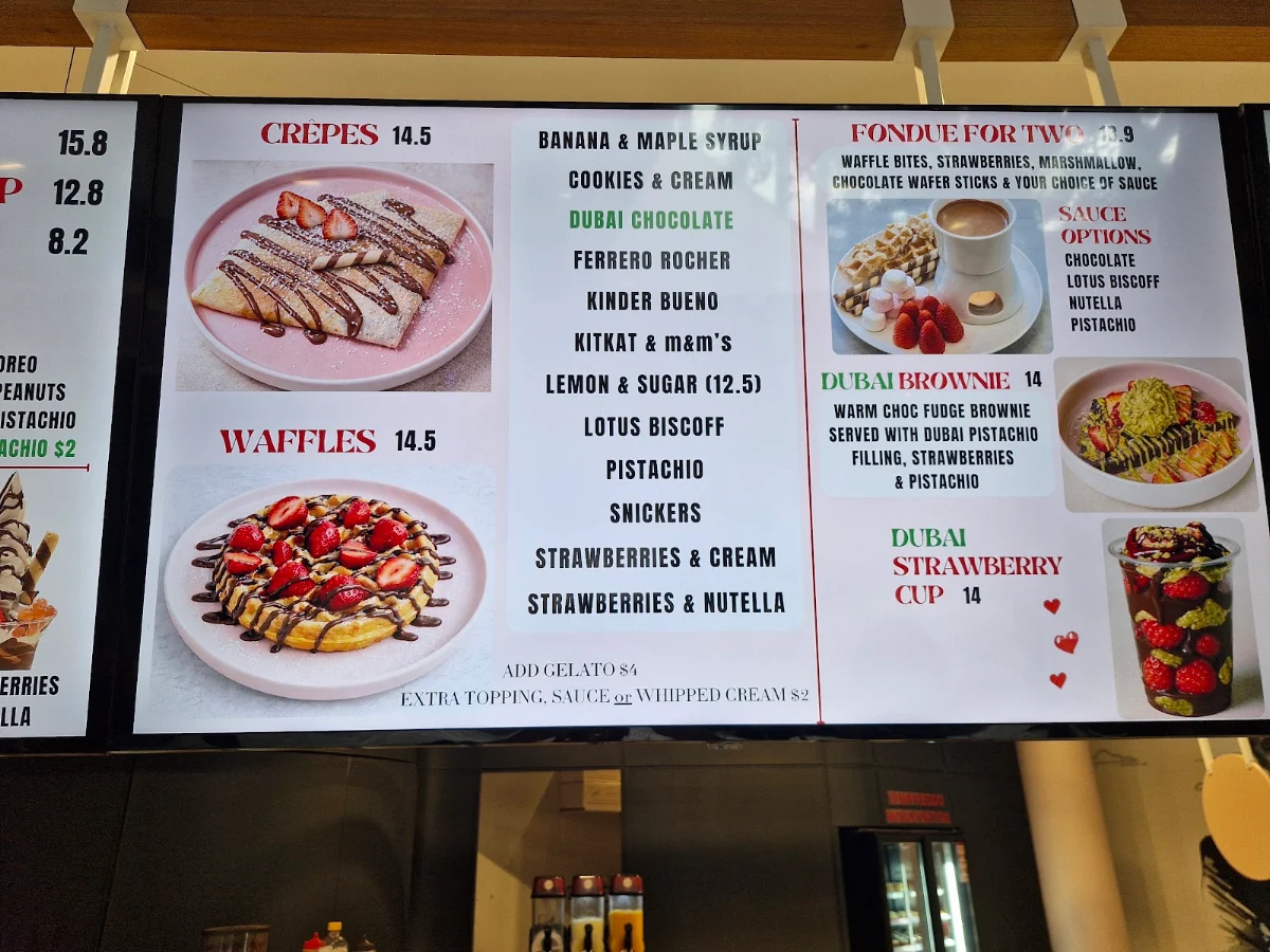 Menu, Cielo Gelateria - Mill Park