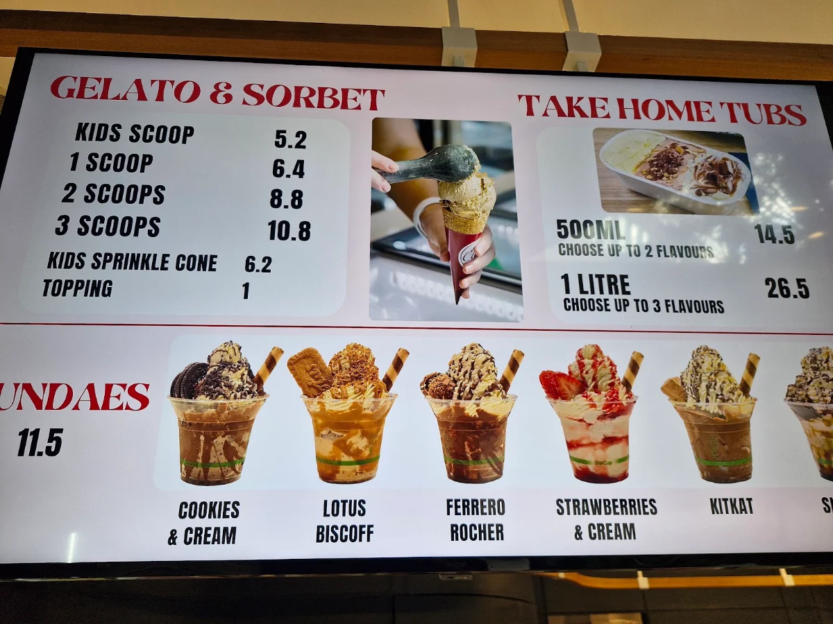 Menu, Cielo Gelateria - Mill Park