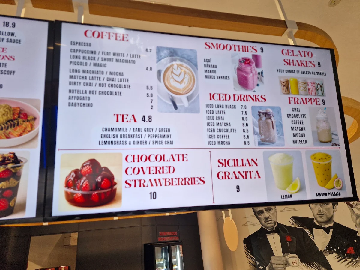 Menu, Cielo Gelateria - Mill Park