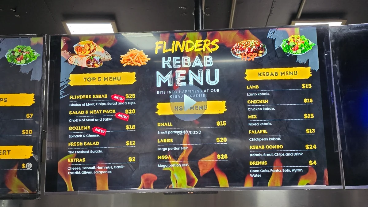 Menu, Flinders Kebab