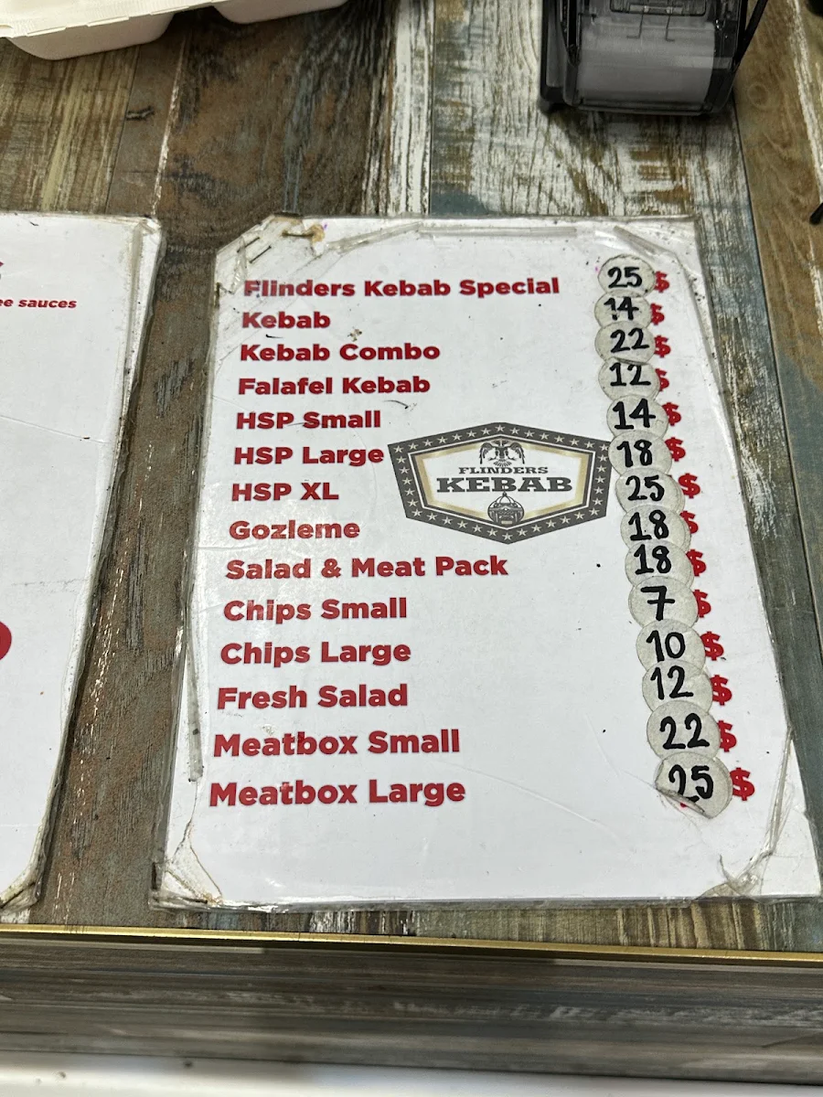 Menu, Flinders Kebab