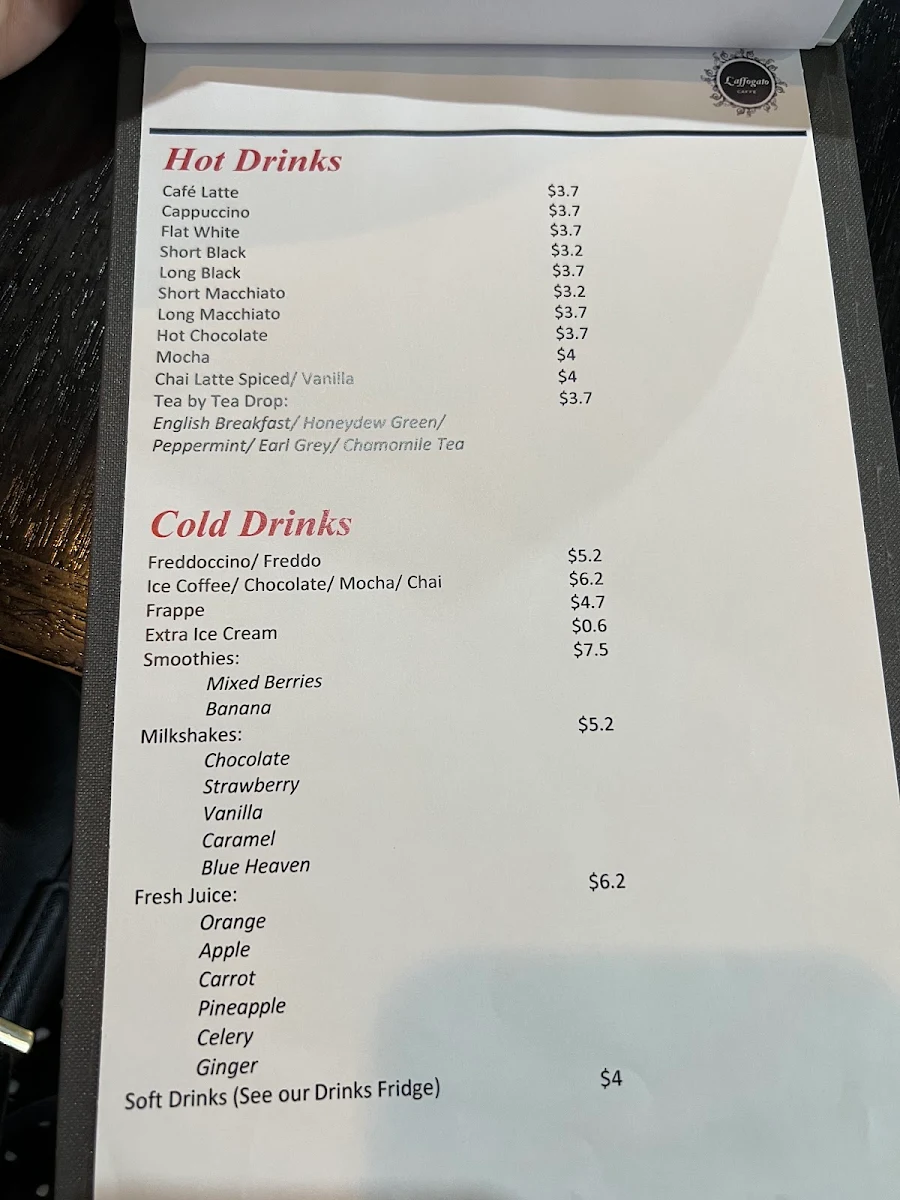 Menu, L'Affogato Caffe