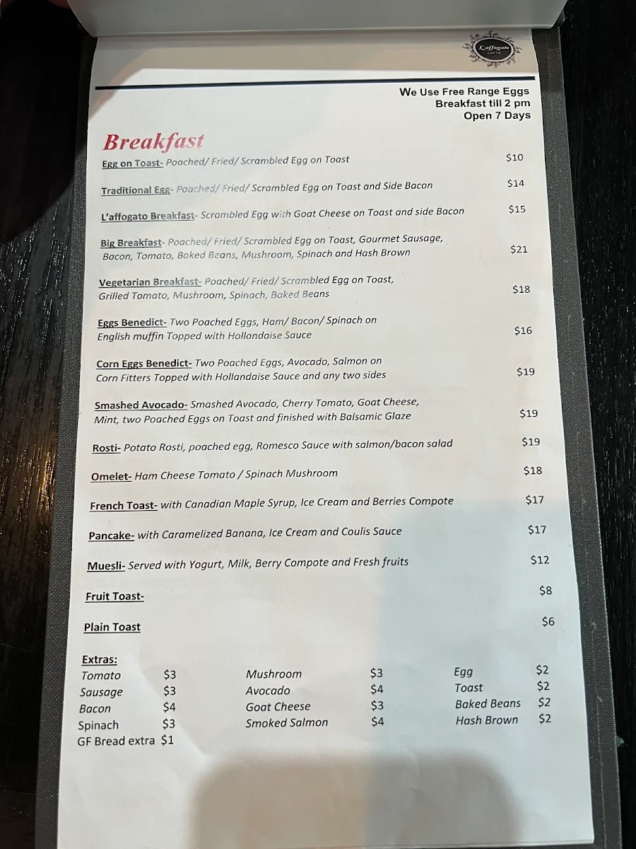 Menu, L'Affogato Caffe