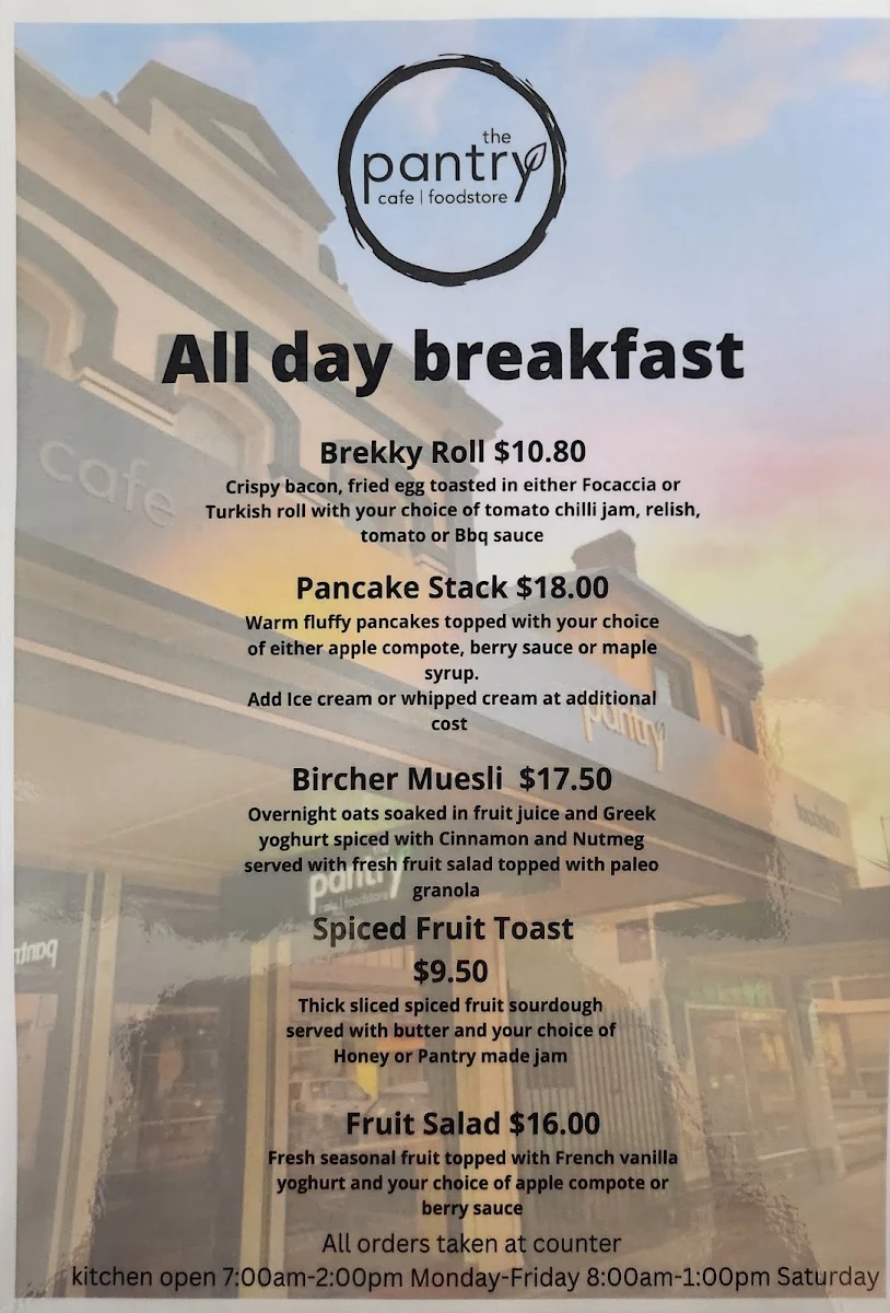 Menu, The Pantry