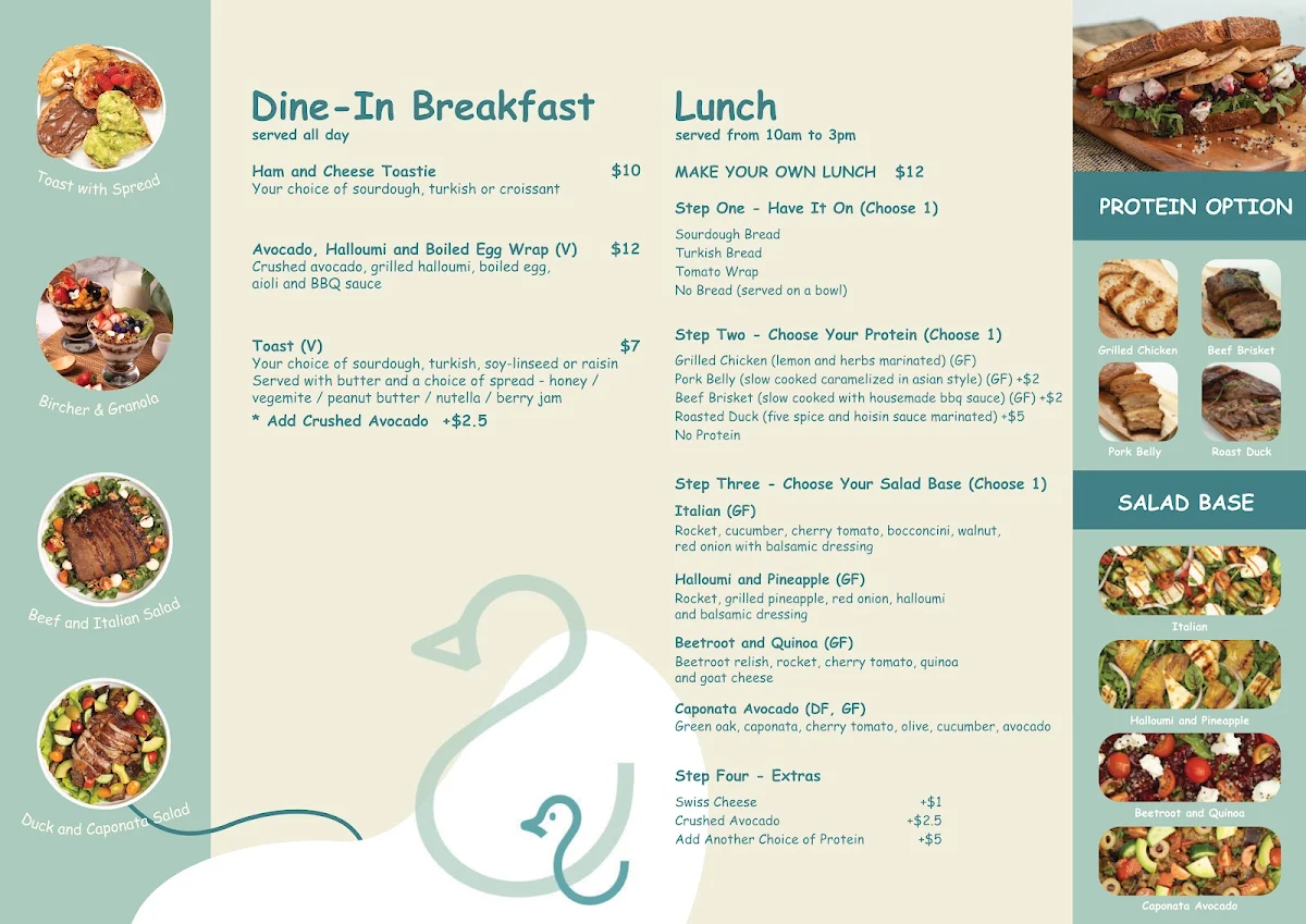 Menu, Little Duck Mount St