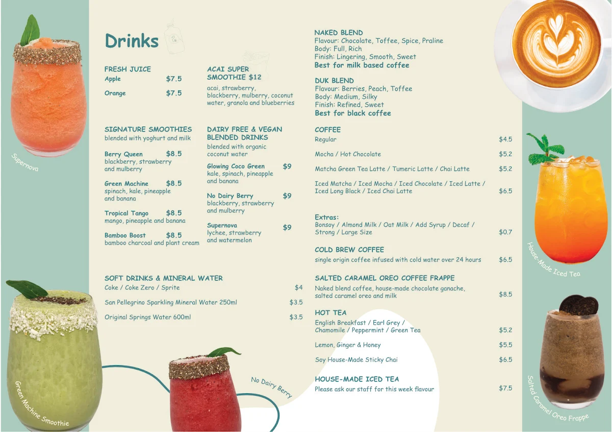 Menu, Little Duck Mount St