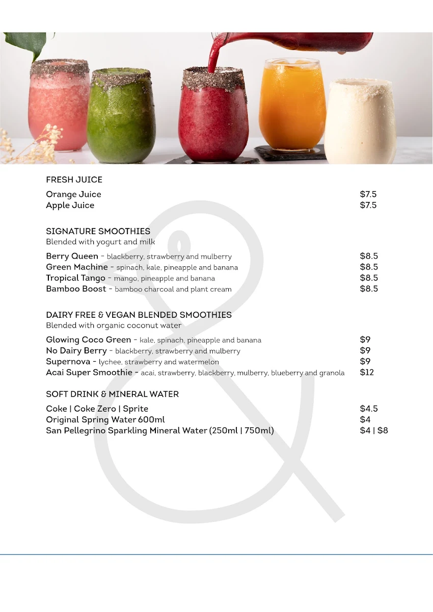 Menu, Little Duck Mount St