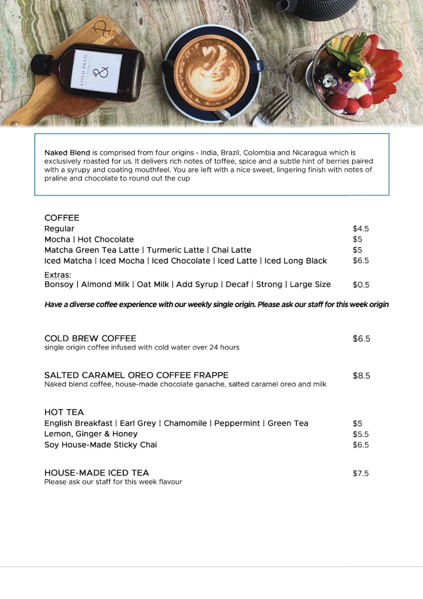 Menu, Little Duck Mount St