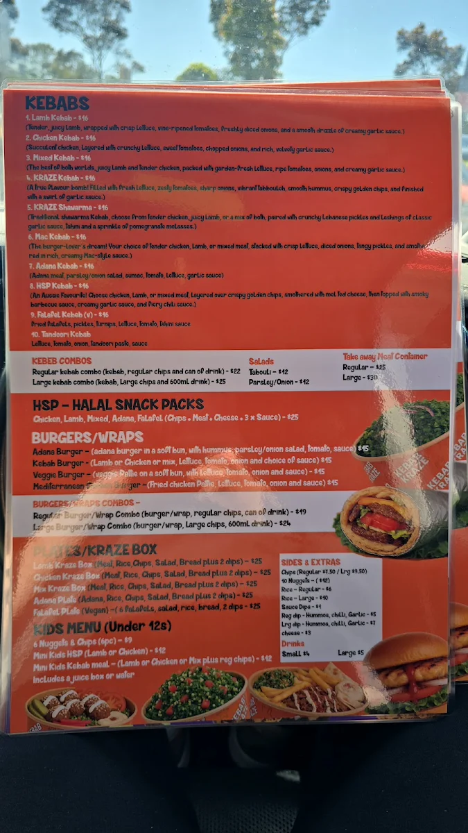 Menu, Kebab Kraze
