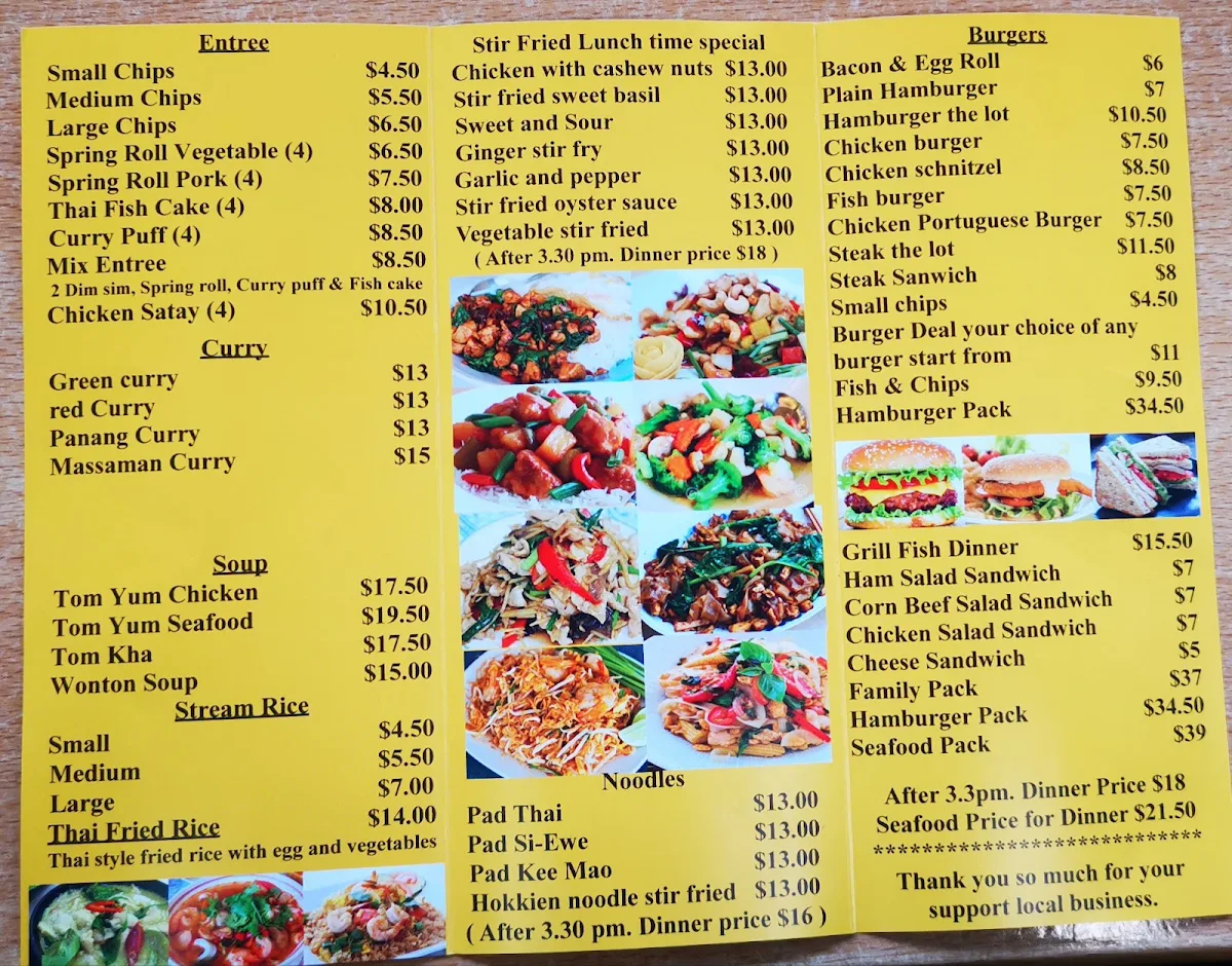 Menu, Busy Corner Takeaway