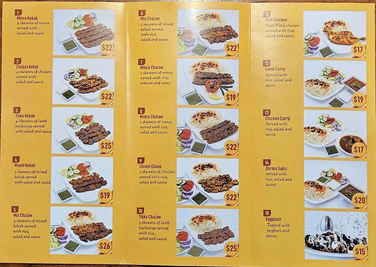 Menu, Afghan Chef 🏻‍