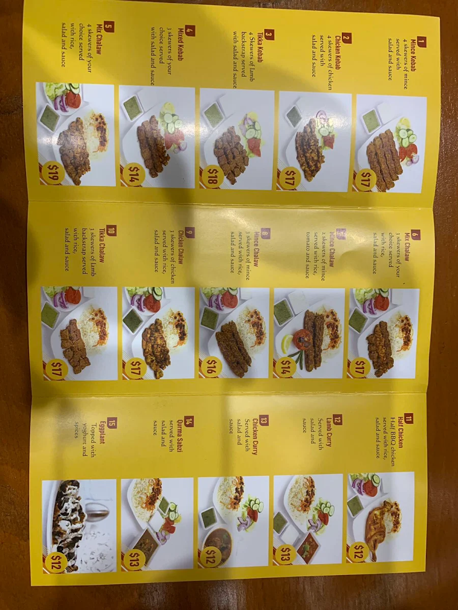Menu, Afghan Chef 🏻‍