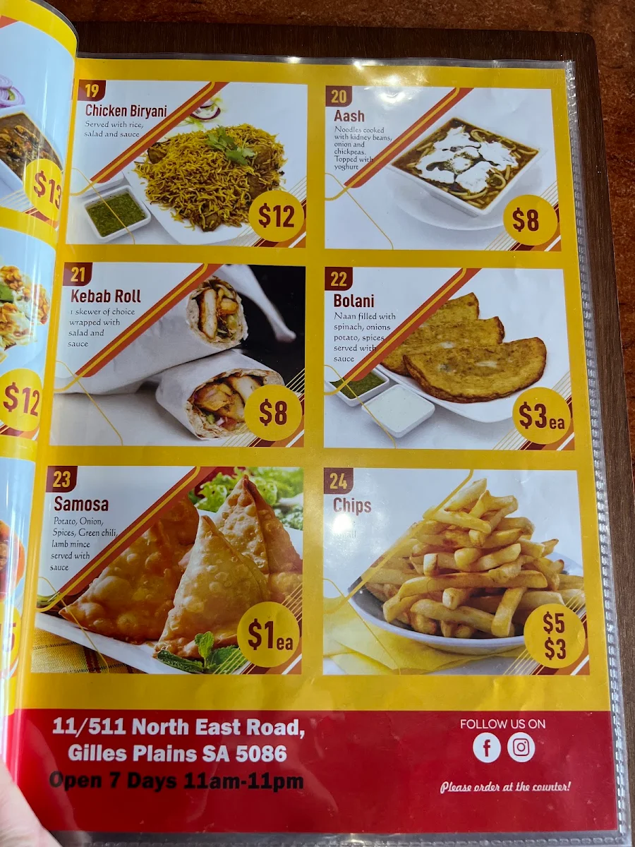 Menu, Afghan Chef 🏻‍