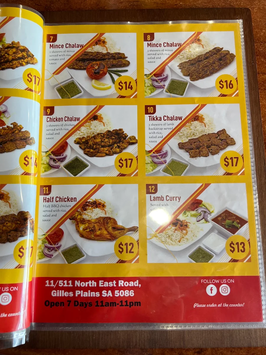 Menu, Afghan Chef 🏻‍