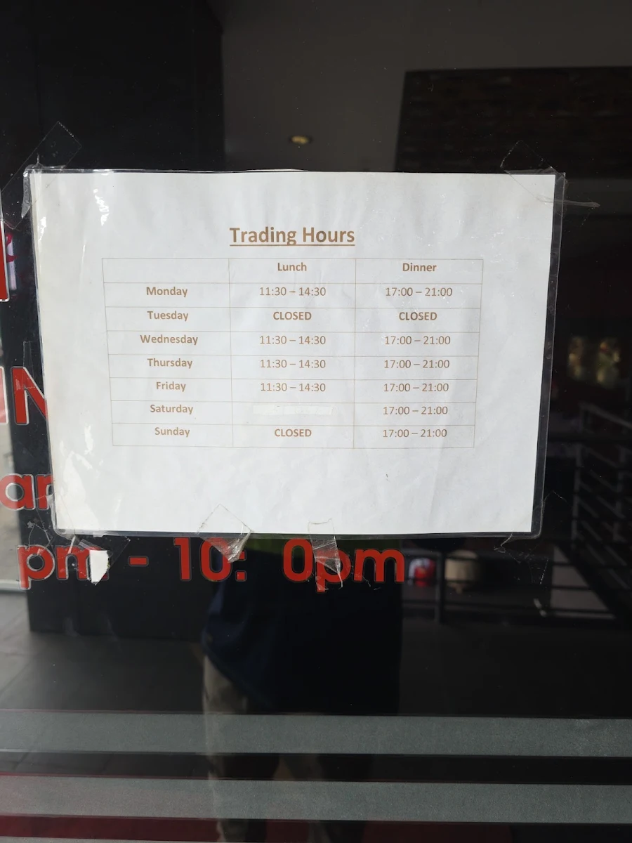 Menu, Round Corner Chinese Restaurant