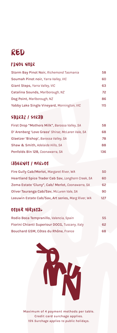 Menu, Funky Wok