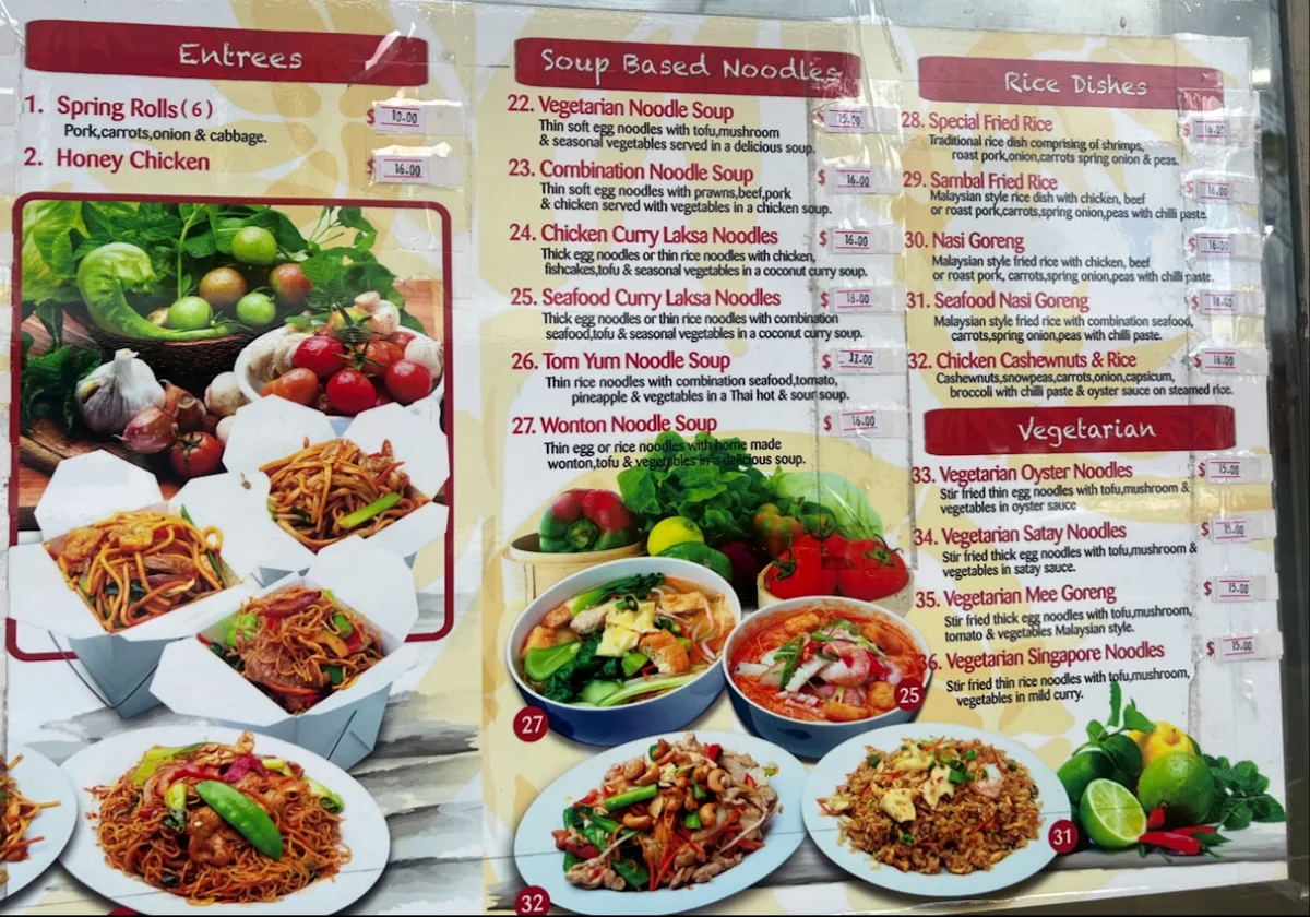 Menu, Chef's Noodle Hornsby