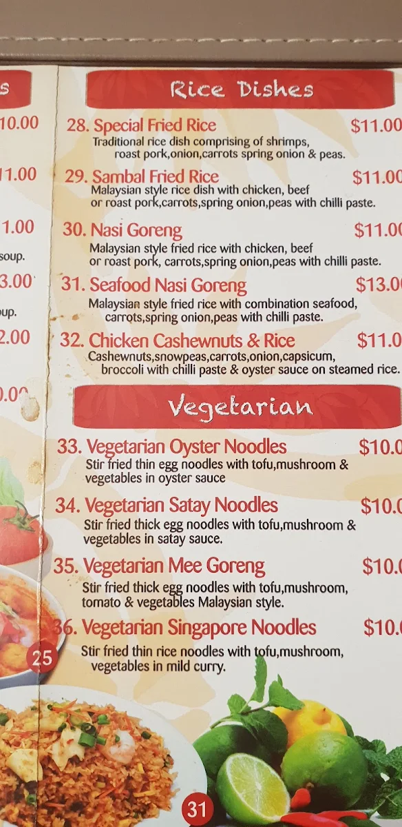 Menu, Chef's Noodle Hornsby