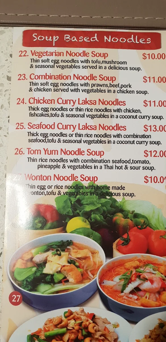 Menu, Chef's Noodle Hornsby
