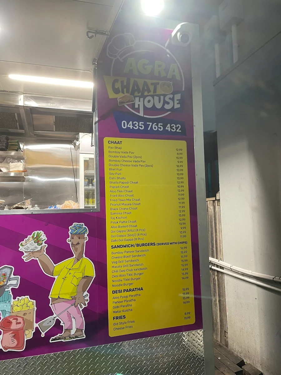 Menu, AGRA CHAAT HOUSE