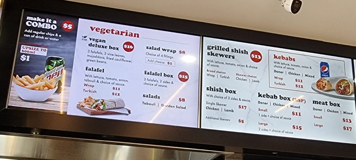 Menu, Toros Kebab & Gozleme