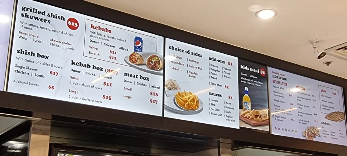 Menu, Toros Kebab & Gozleme
